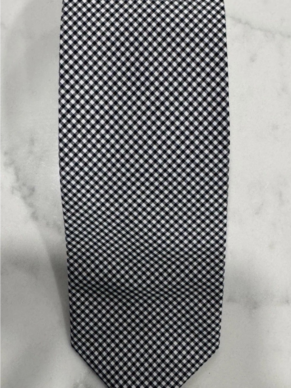 J.Crew Men’s Black & White Gingham Cotton Necktie Handmade in USA